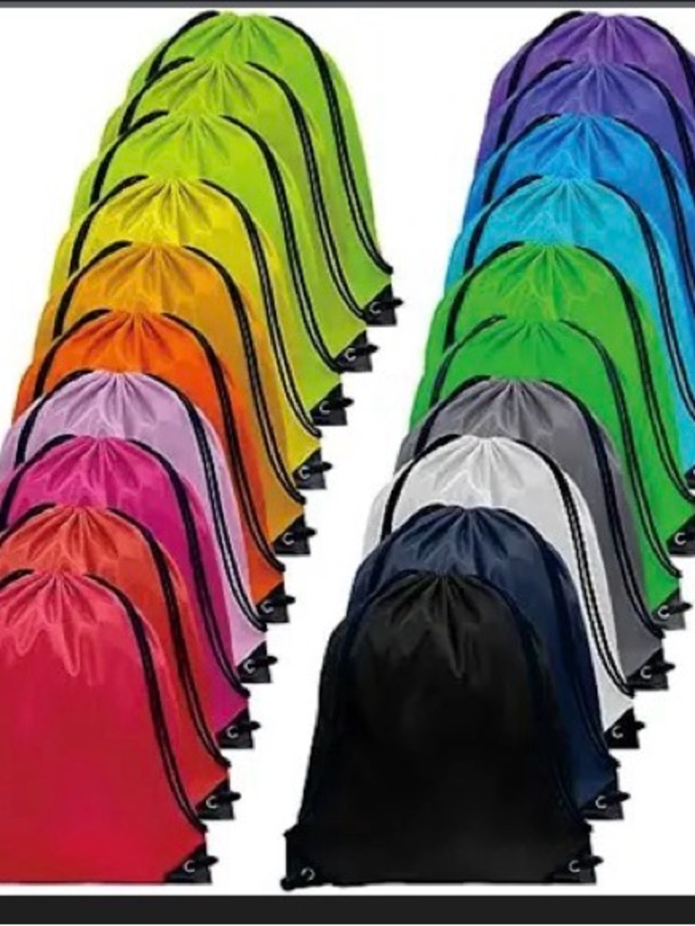10 for $10 
Assorted Color Drawstring Multi Color Sport Bags
Multiple sizes